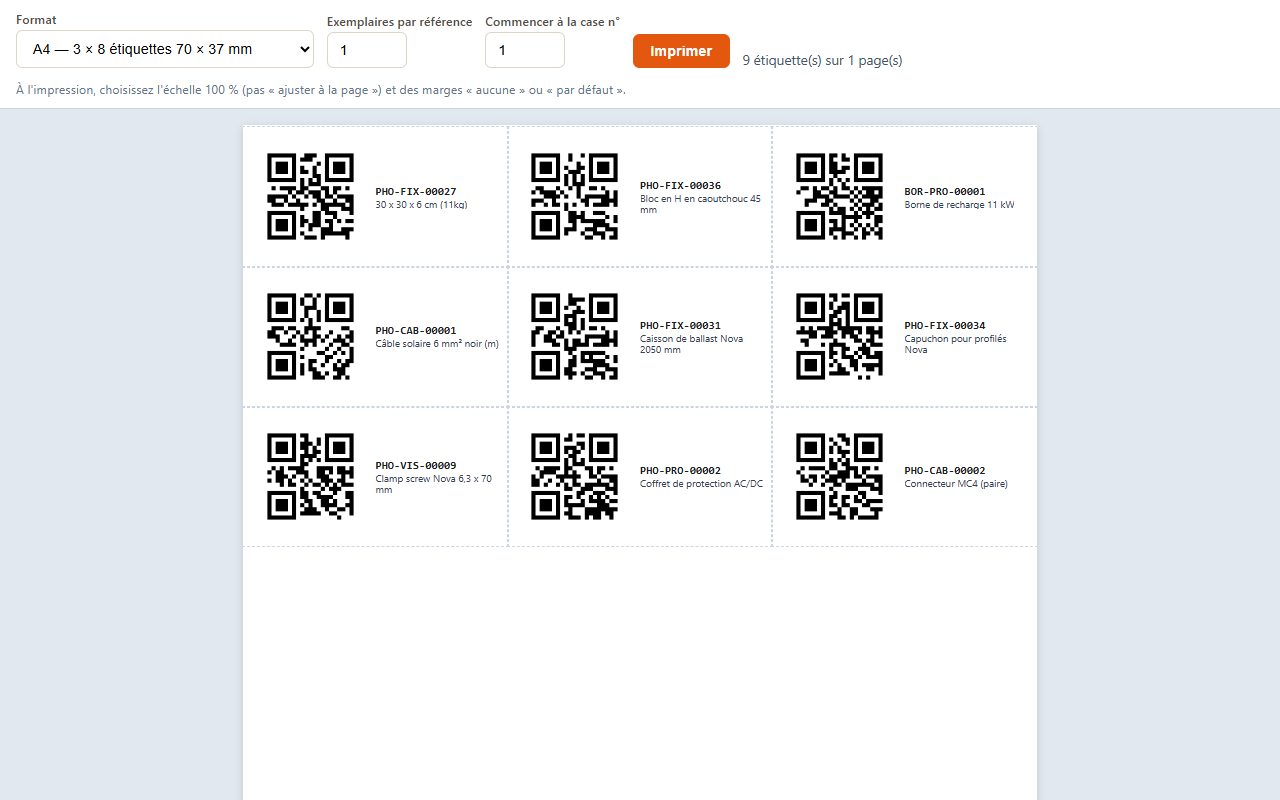 Étiquettes QR