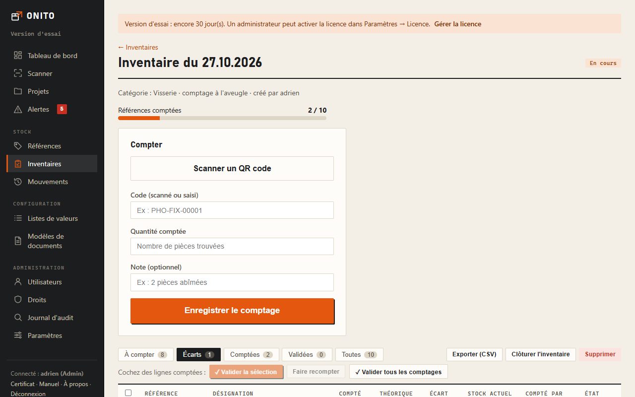 Inventaire sur PC