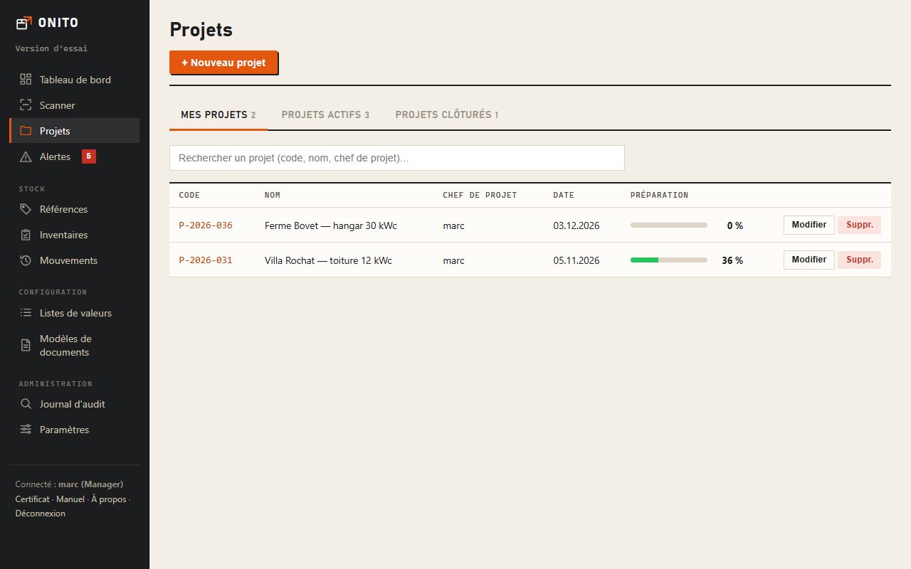 Liste des projets