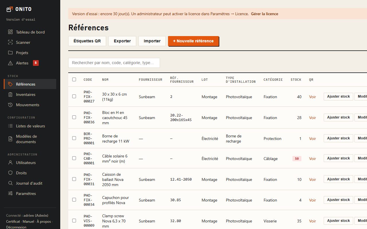 Liste des références